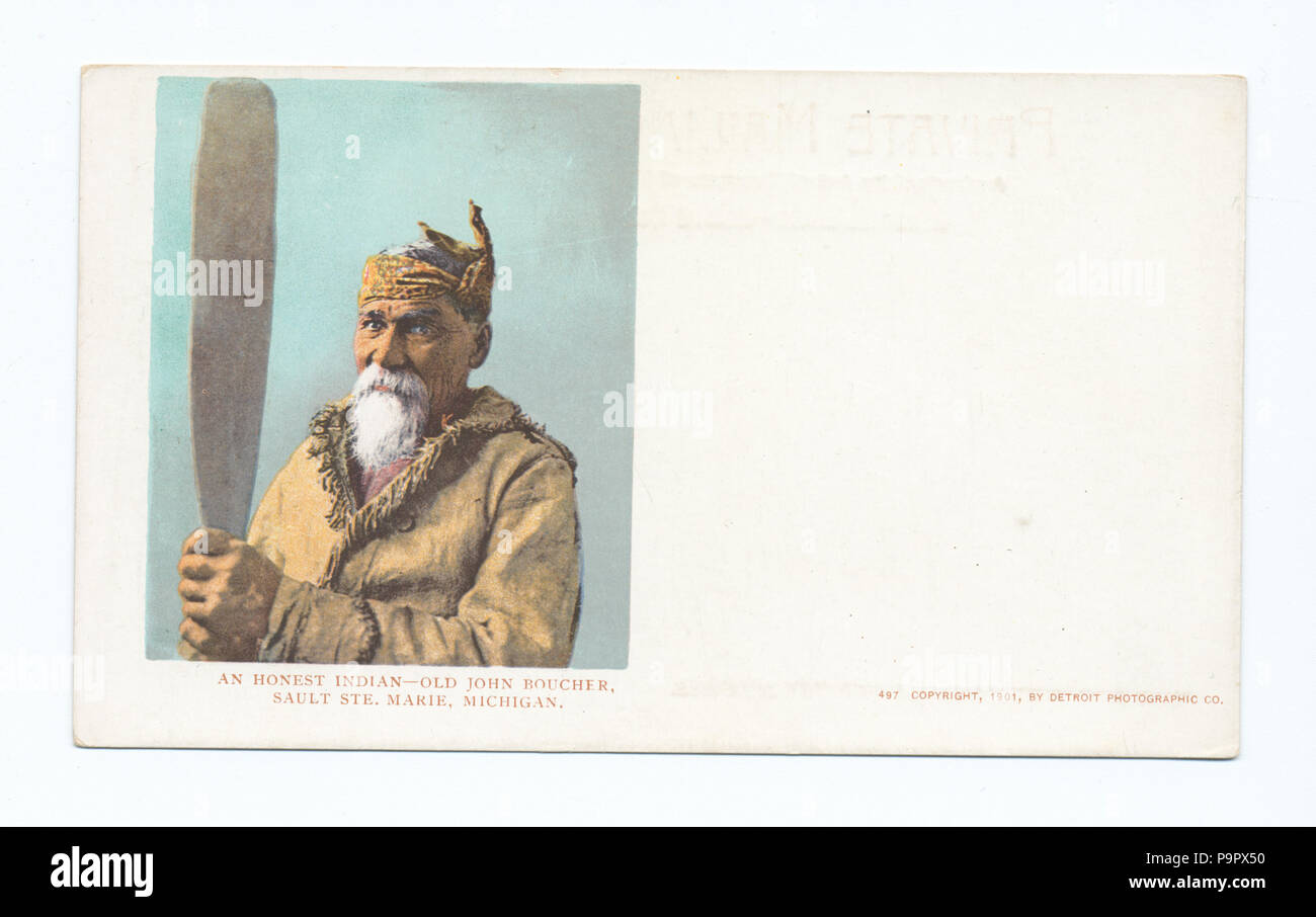 127 Un onesto Indian - Old John Boucher, Sault Ste. Marie, Mich (NYPL b12647398-62045) Foto Stock