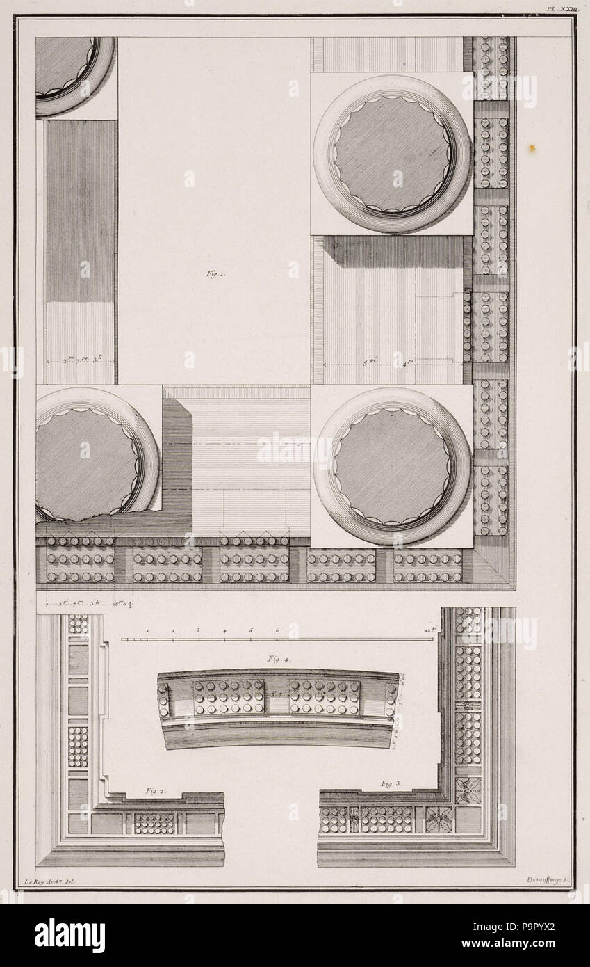 148 Le caratteristiche architettoniche dal Partenone - Le Roy Julien David - 1770 Foto Stock