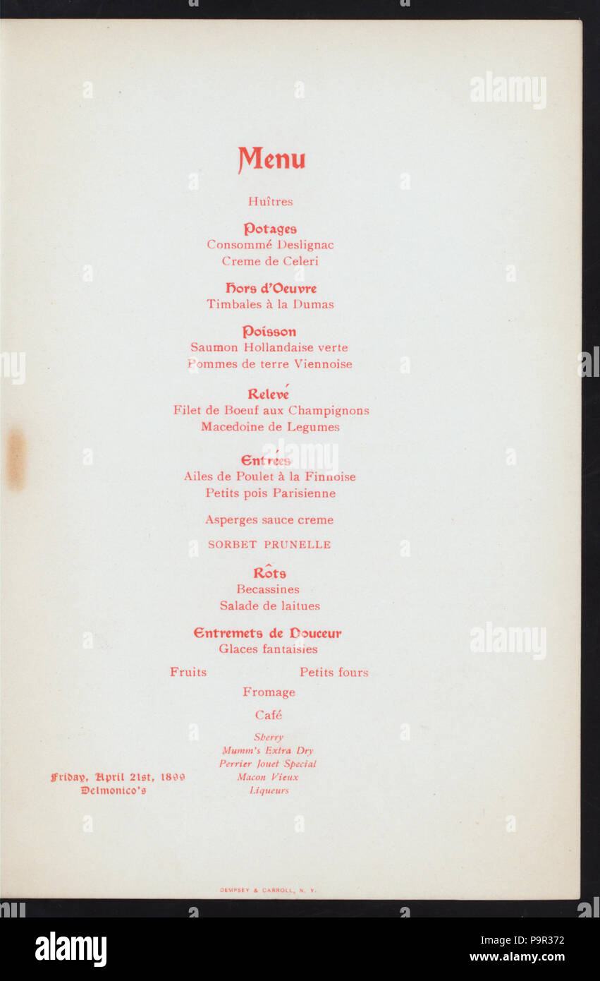 45 32ND cena annuale (detenute da) associa DEL ENGINER CORPS E SOCIETÀ K (a) "Delmonico's, NEW YORK, NY" (resto;) (NYPL ADE-271628-4000006079) Foto Stock