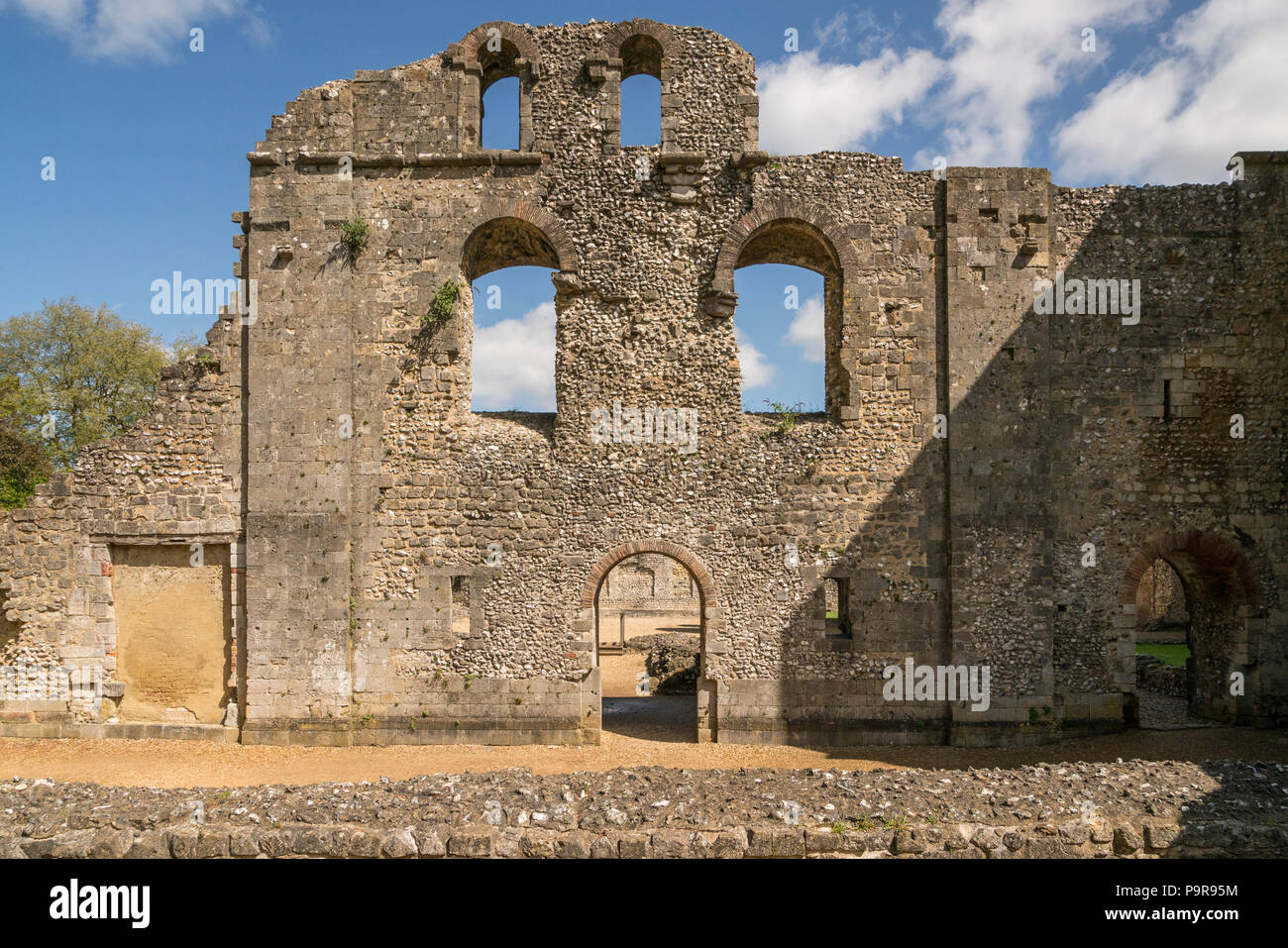 Il castello di Wolvesley a.k.a. Il vecchio palazzo dei vescovi in Winchester, Hampshire, Inghilterra - i resti del XII secolo il palazzo, un tempo residenza dei vescovi di Foto Stock