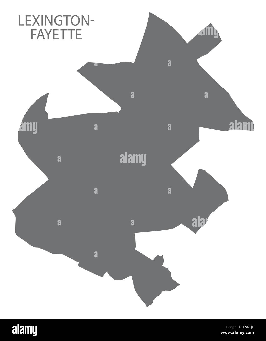 Lexington-Fayette Kentucky mappa della città grigio illustrazione forma silhouette Illustrazione Vettoriale