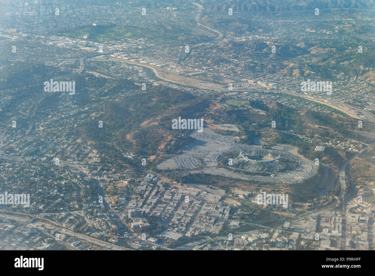 Vista aerea del famoso il Dodger Stadium di Los Angeles in California Foto Stock