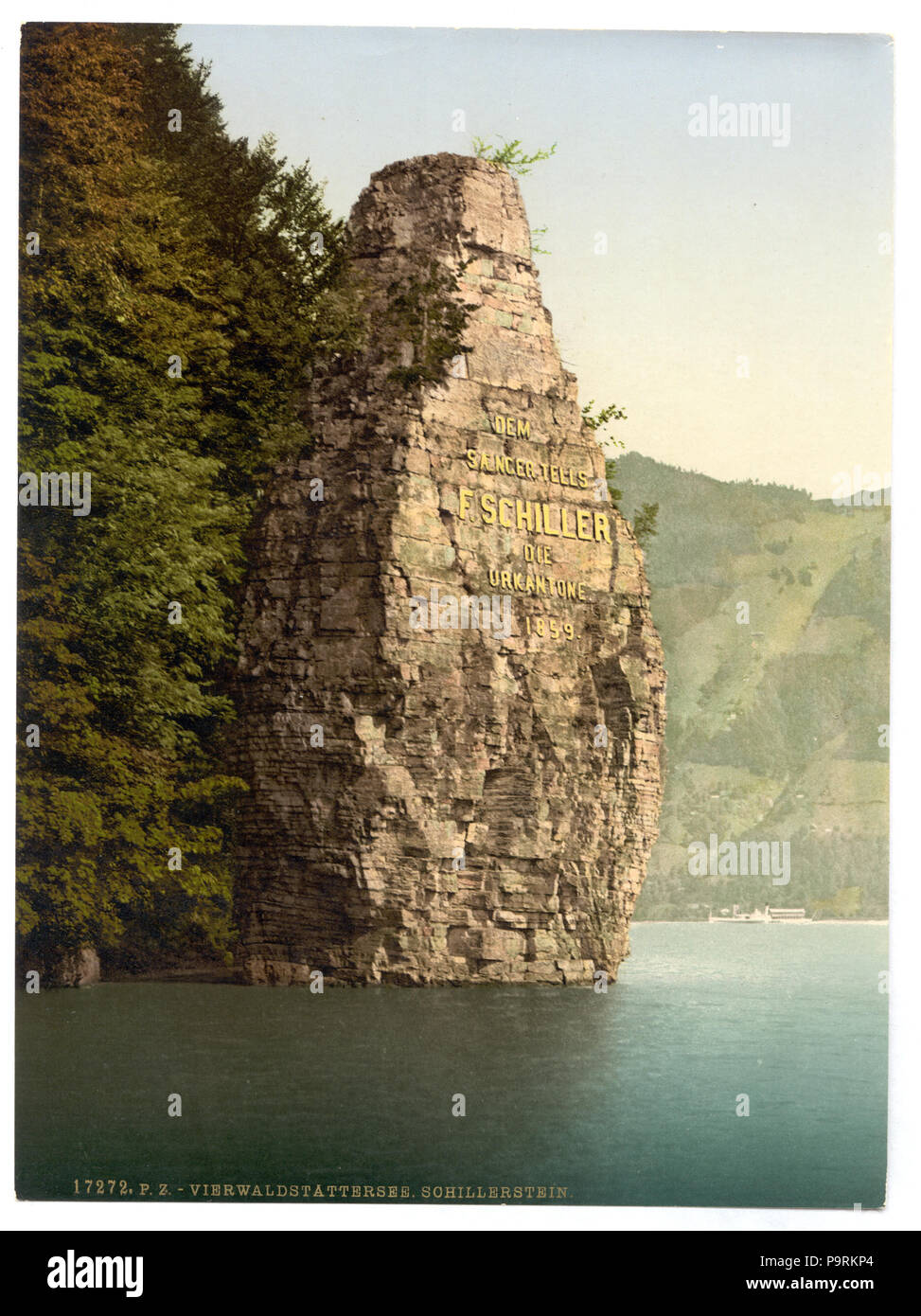 252 Brunnen, Schillerstein, il Lago di Lucerna, Svizzera-LCCN2001703077 Foto Stock