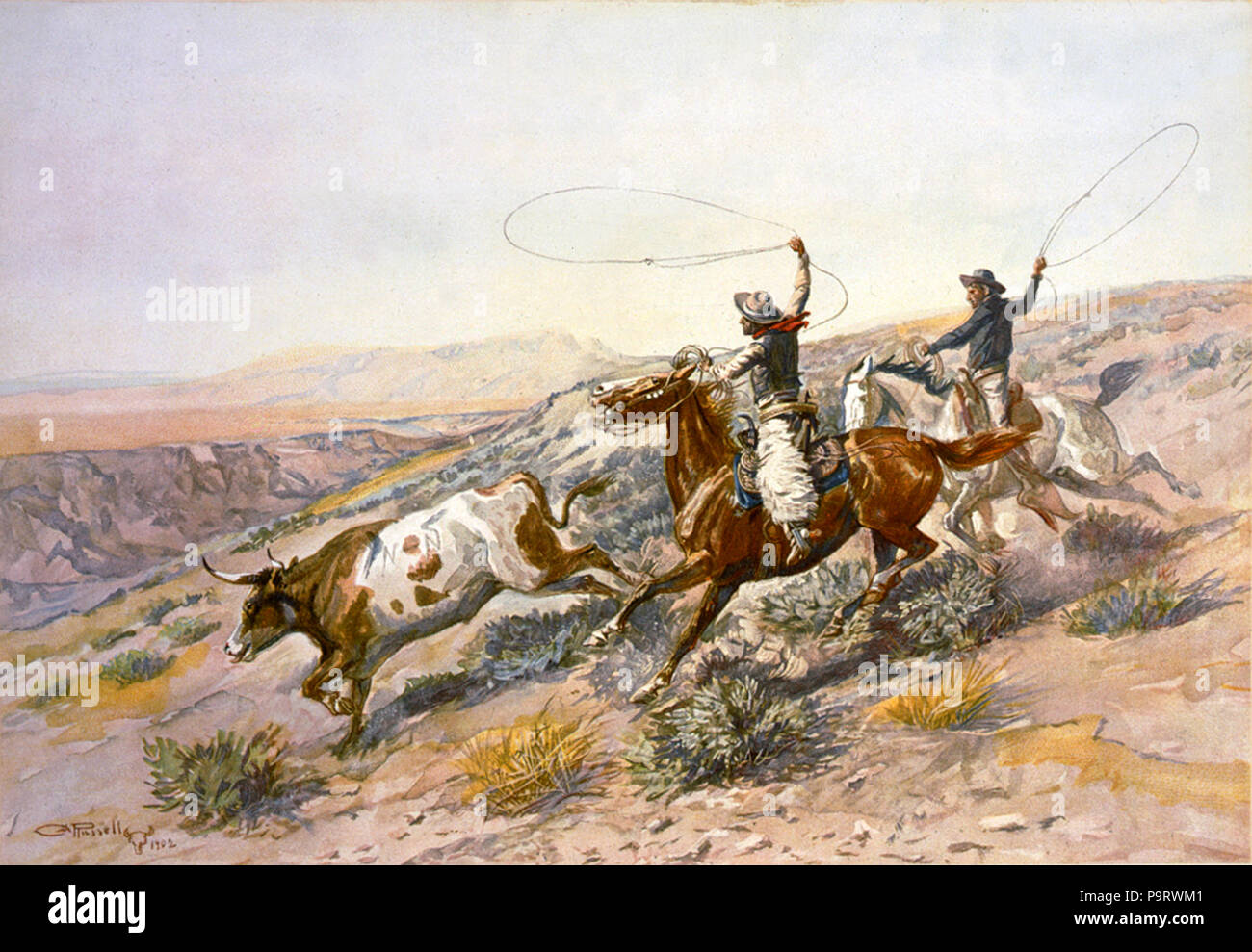 299 Charles Marion Russell - Buccaroos (1902) Foto Stock