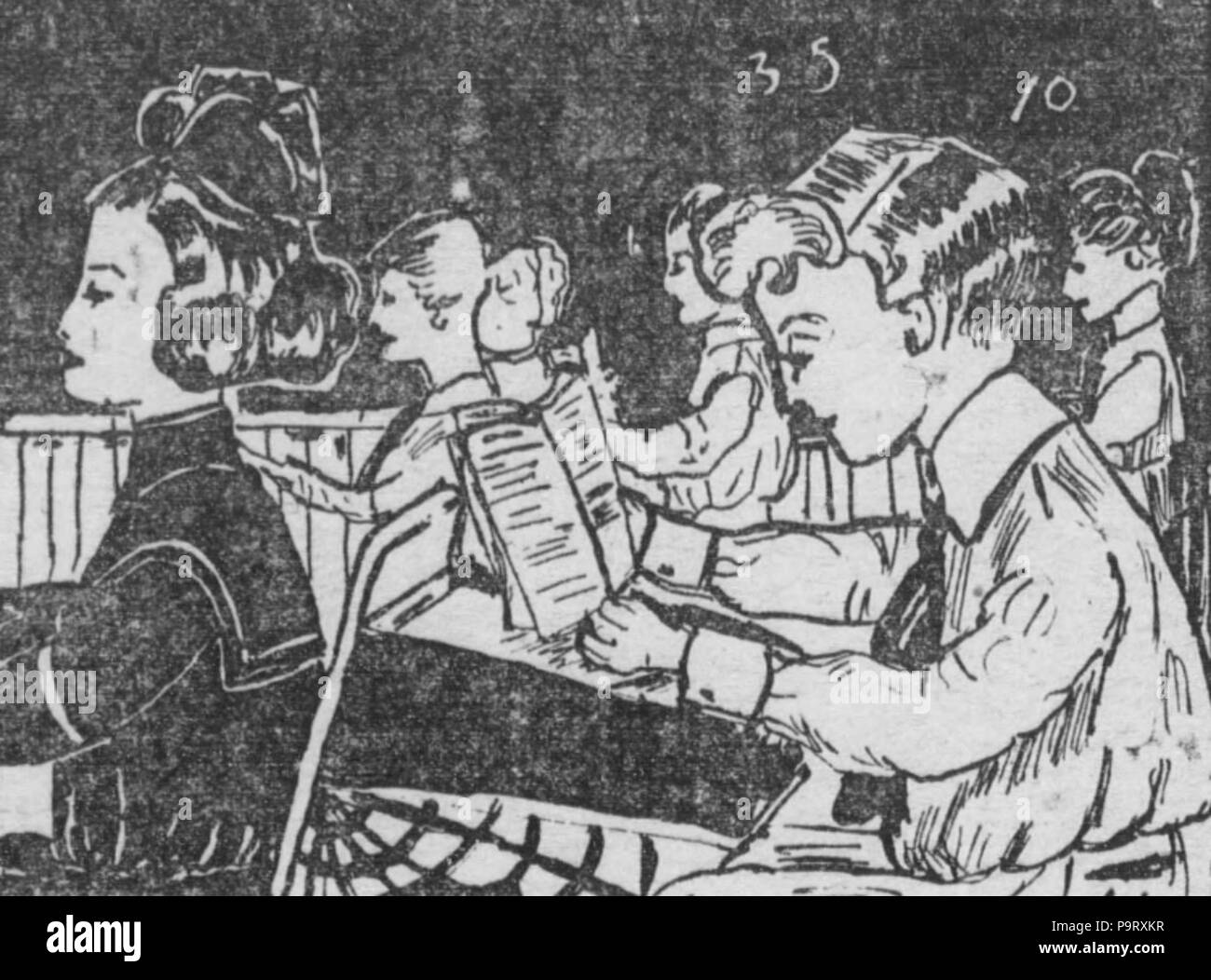 305 per bambini disegno della California auletta scuola e gli alunni nel 1909 Foto Stock