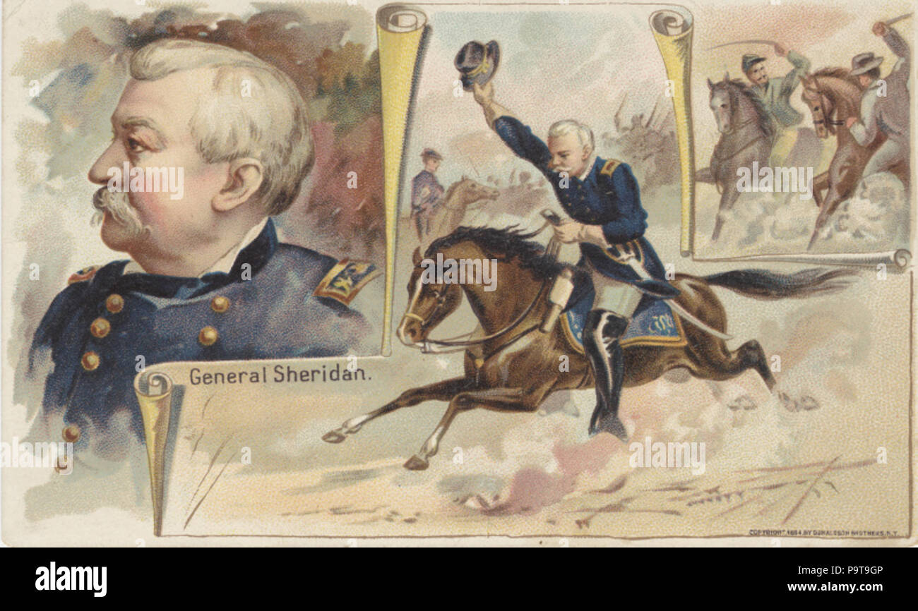 . Inglese: persistente URL: digital.lib.muohio.edu/u?/tradecards,161 soggetto (TGM): gli uomini; generali; leadership militare; ufficiali militari; le guerre civili; industria Thread; attrezzatura per cucire & rifornimenti; parole chiave: Generale Sheridan Clark lo stelo Mile-End cotone . circa 1894 322 Clark lo stelo del cotone (3092716533) Foto Stock