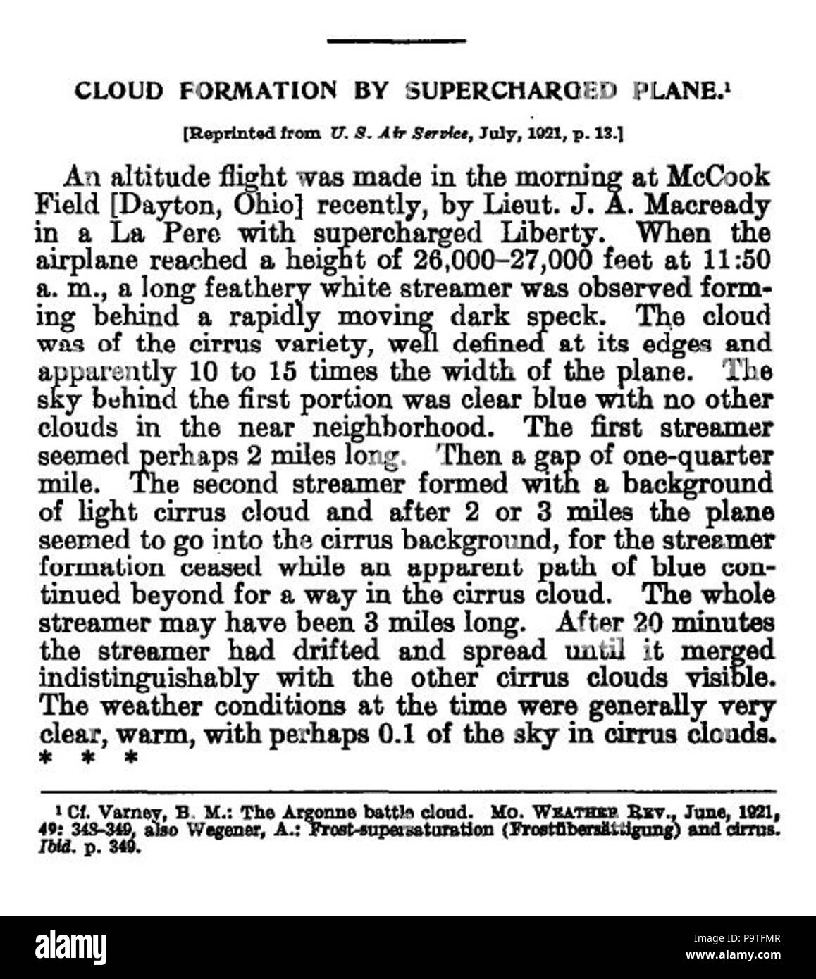 347 Contrail 1921 Foto Stock