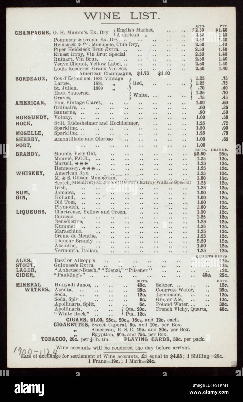 567 LA CENA (detenute da) U.S.M.S. NEW YORK (a) EN ROUTE (SS;) (NYPL ADE-272834-4000008146) Foto Stock