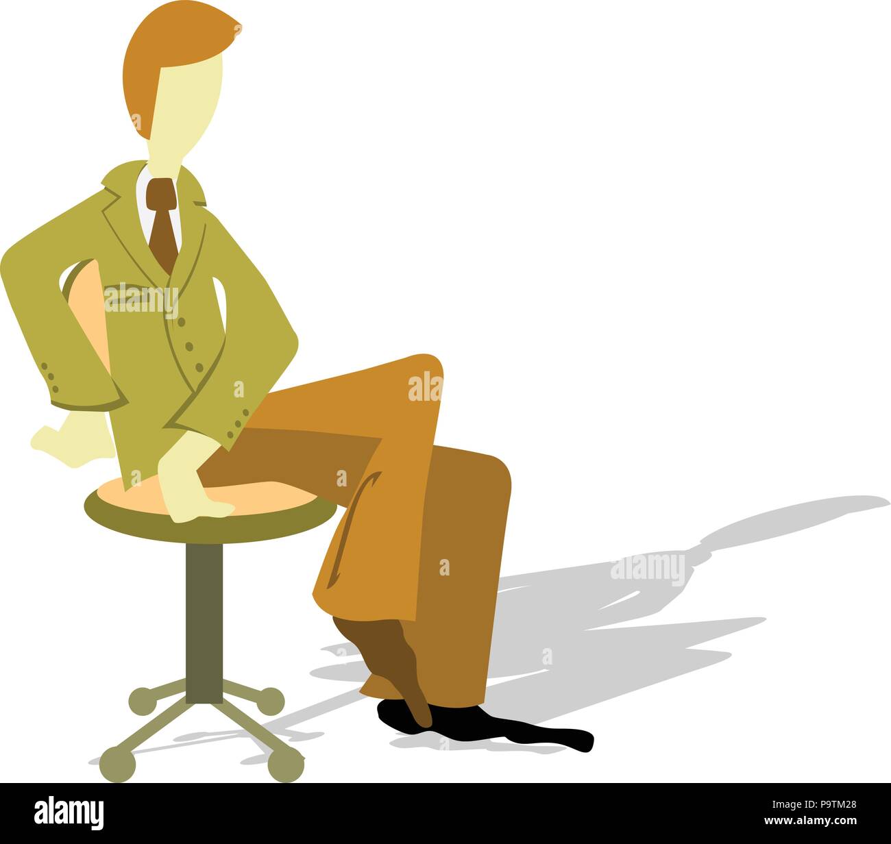 Imprenditore o manager si siede nella sedia per ufficio - intervista concept Illustrazione Vettoriale