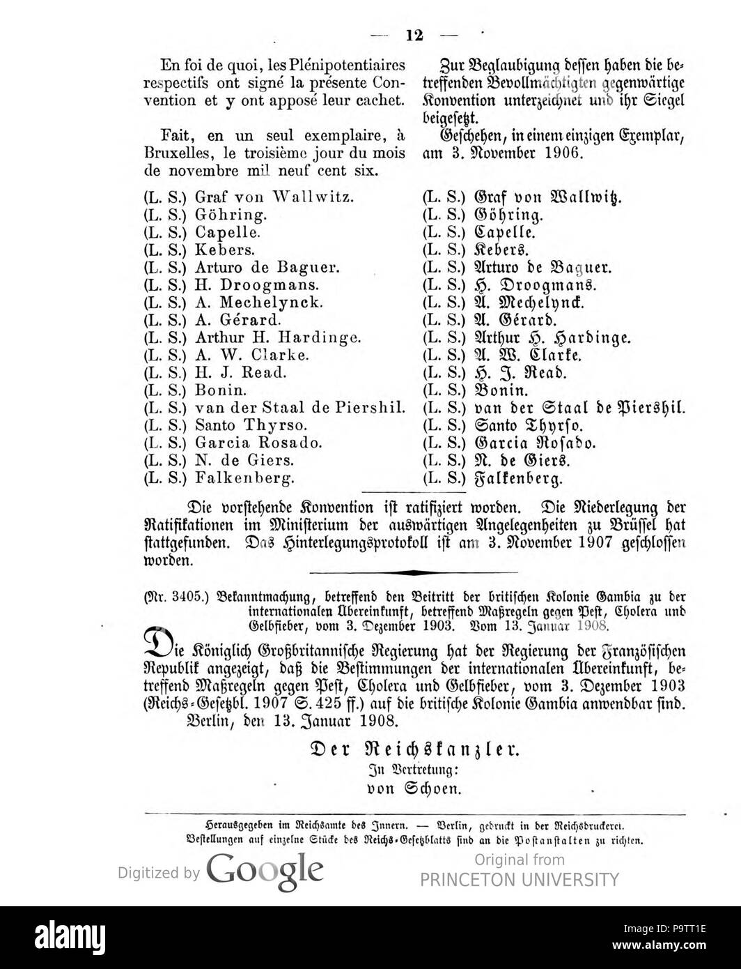 426 Deutsches Reichsgesetzblatt 1908 002 012 Foto Stock