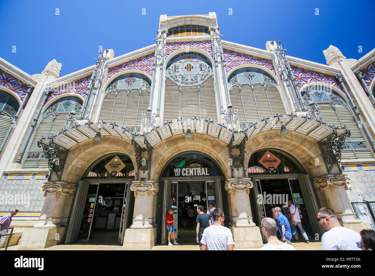 Mercado Central o Mercat Central è un mercato pubblico situato nella zona centrale di Valencia, Spagna, e di un primo esempio di Valencian Art Nouveau Foto Stock