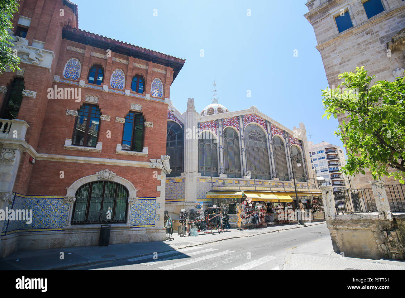 Mercado Central o Mercat Central è un mercato pubblico situato nella zona centrale di Valencia, Spagna, e di un primo esempio di Valencian Art Nouveau Foto Stock