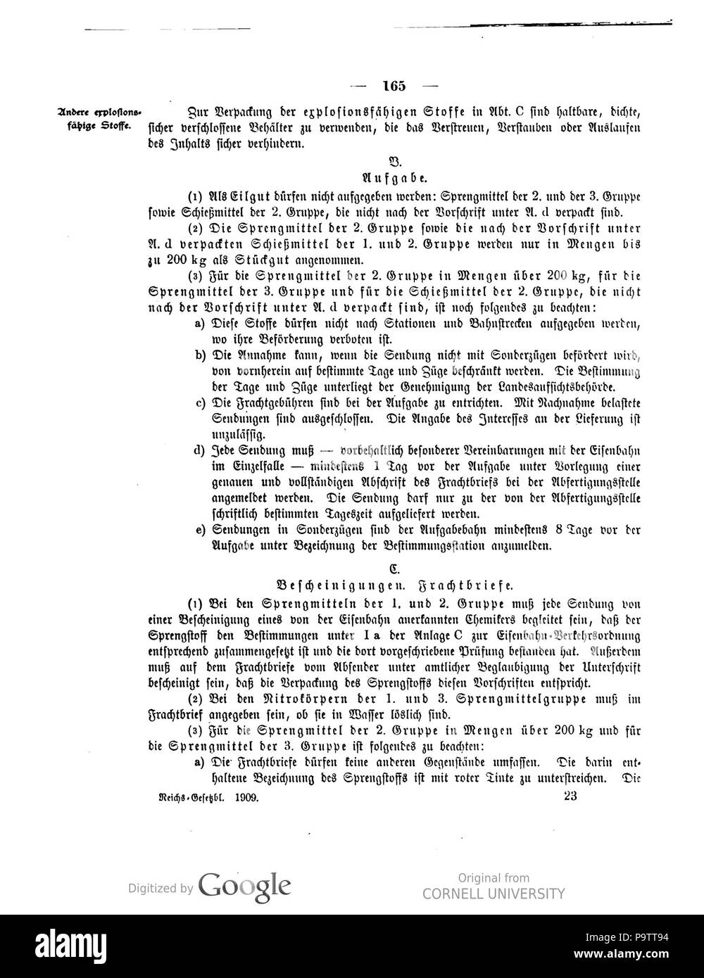 430 Deutsches Reichsgesetzblatt 1909 003 0165 Foto Stock