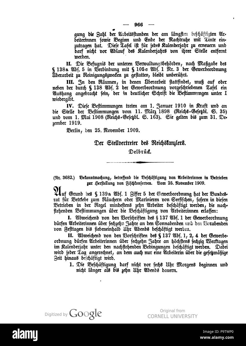 435 Deutsches Reichsgesetzblatt 1909 060 0966 Foto Stock