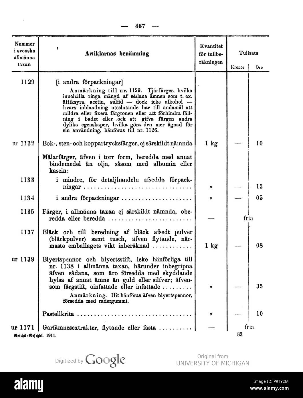 443 Deutsches Reichsgesetzblatt 1911 038 0467 Foto Stock
