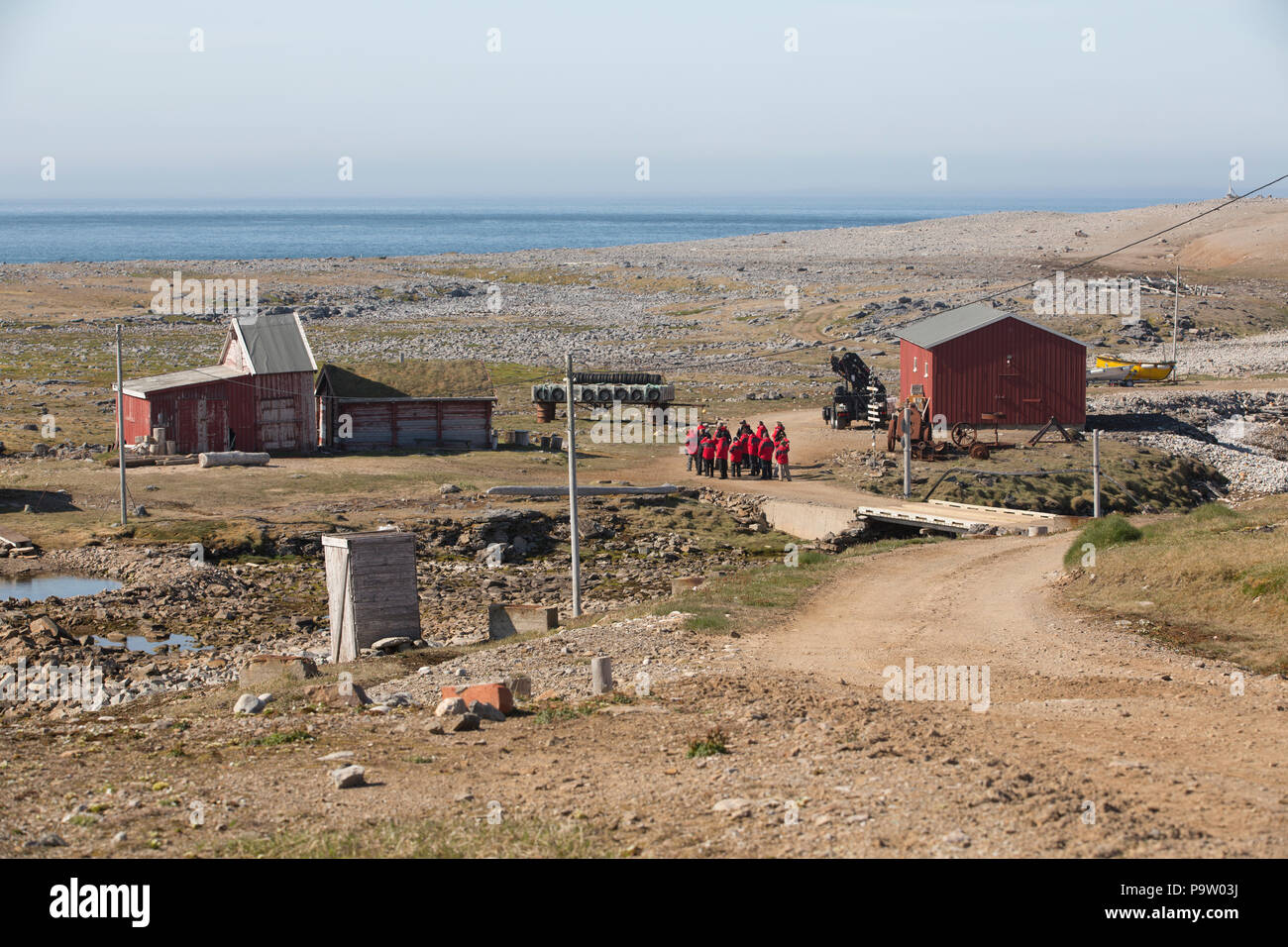 I turisti che visitano Bjørnøya (Isola di Bear), isole Svalbard Foto Stock
