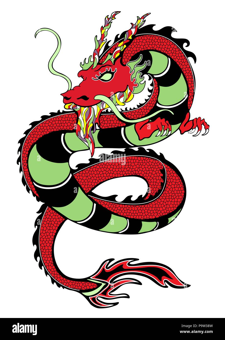 Dragon Decorativo Del Disegno A Mano Stampa Tattoo Sketch Adesivo Colorato Serpente Disegnato Con Motivi E Molti Isolati Dettagliata Su Sfondo Bianco Vec Immagine E Vettoriale Alamy