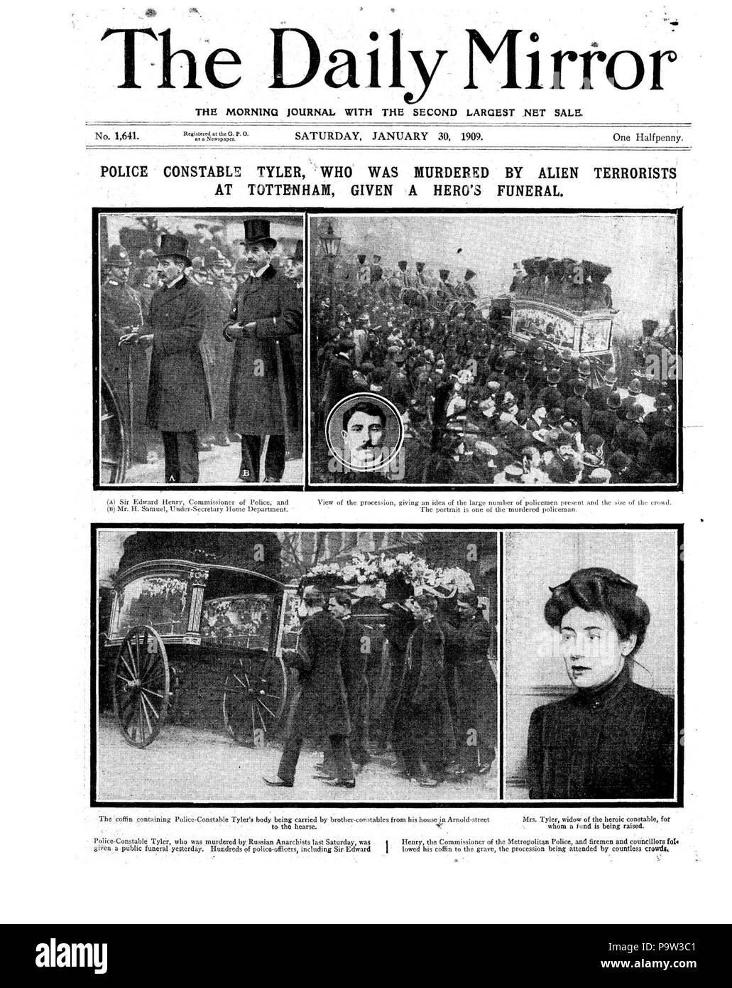 369 Daily Mirror - 30 Gen 1909 - Pagina 1 Foto Stock