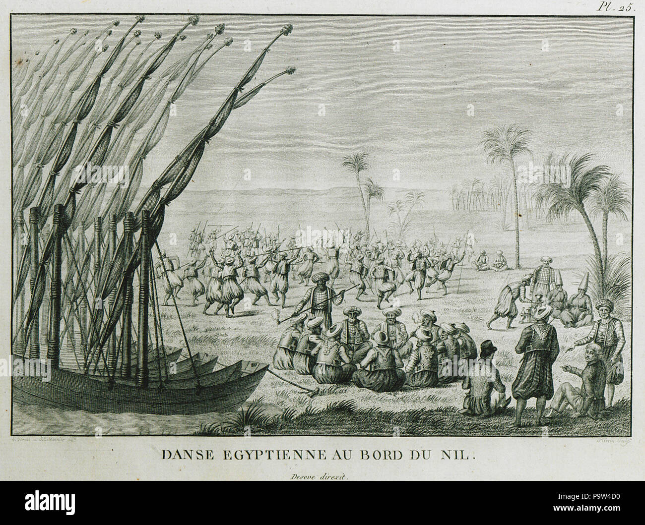 371 Danse Egyptienne au Bord du Nil - Olivier Guillaume Antoine - 1801 Foto Stock