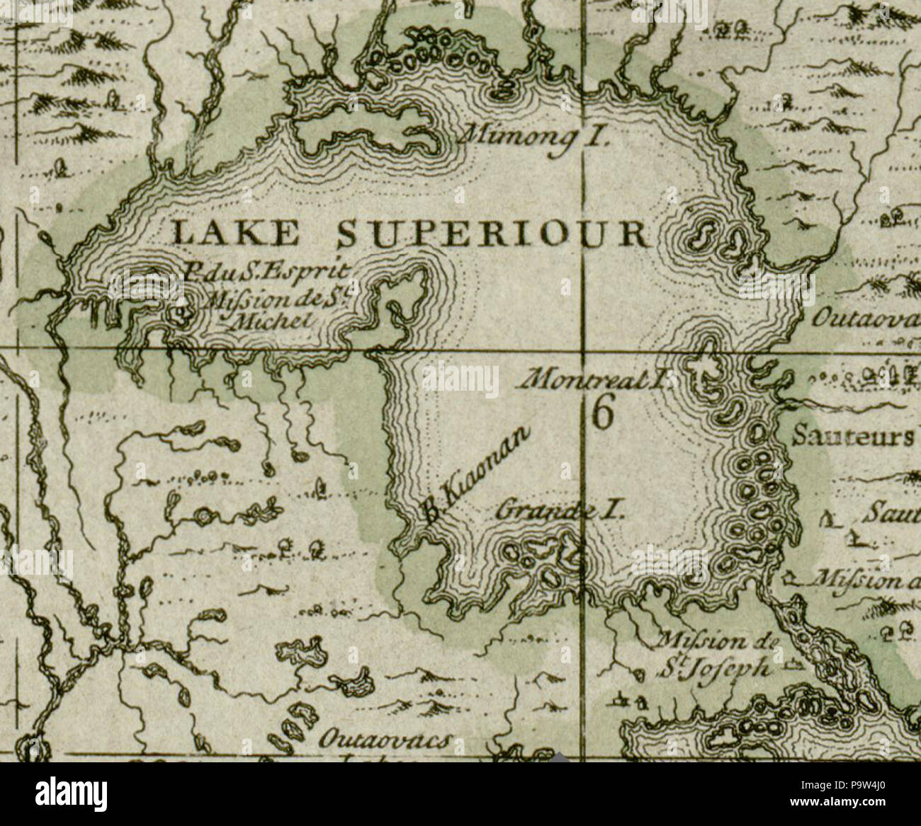 372 Darlington mappa del lago Superior 1680 Foto Stock