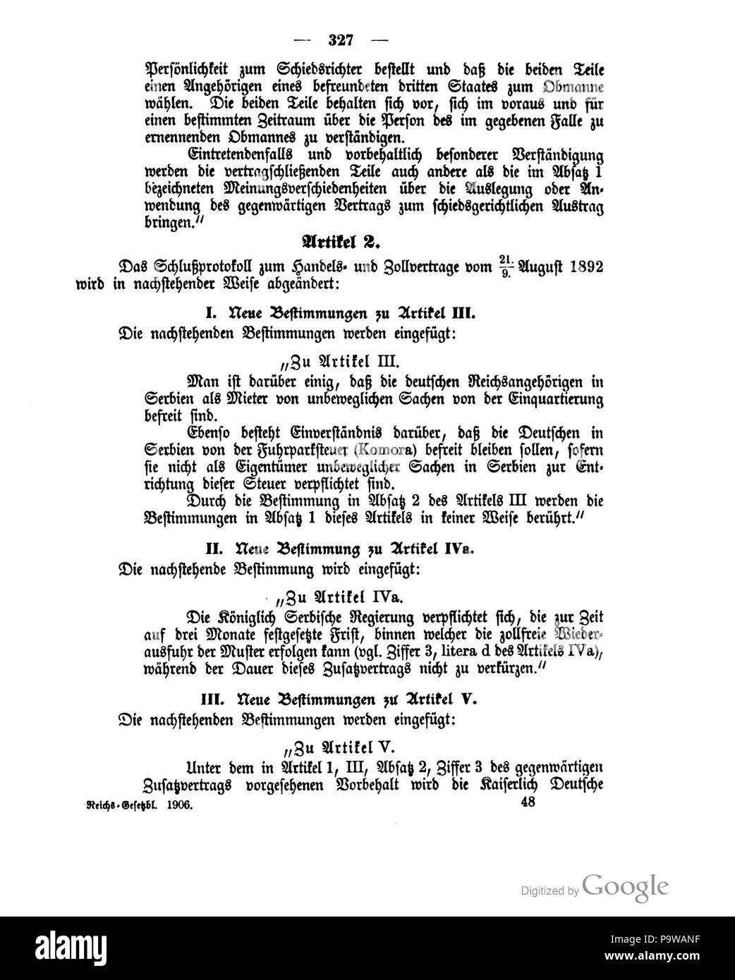 418 Deutsches Reichsgesetzblatt 1906 009 327 Foto Stock