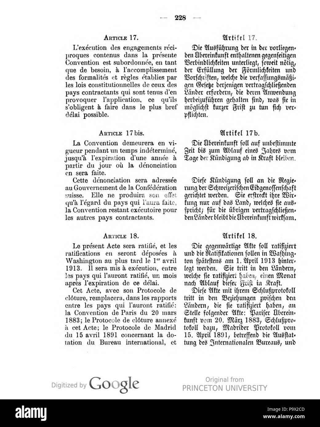 452 Deutsches Reichsgesetzblatt 1913 023 228 Foto Stock