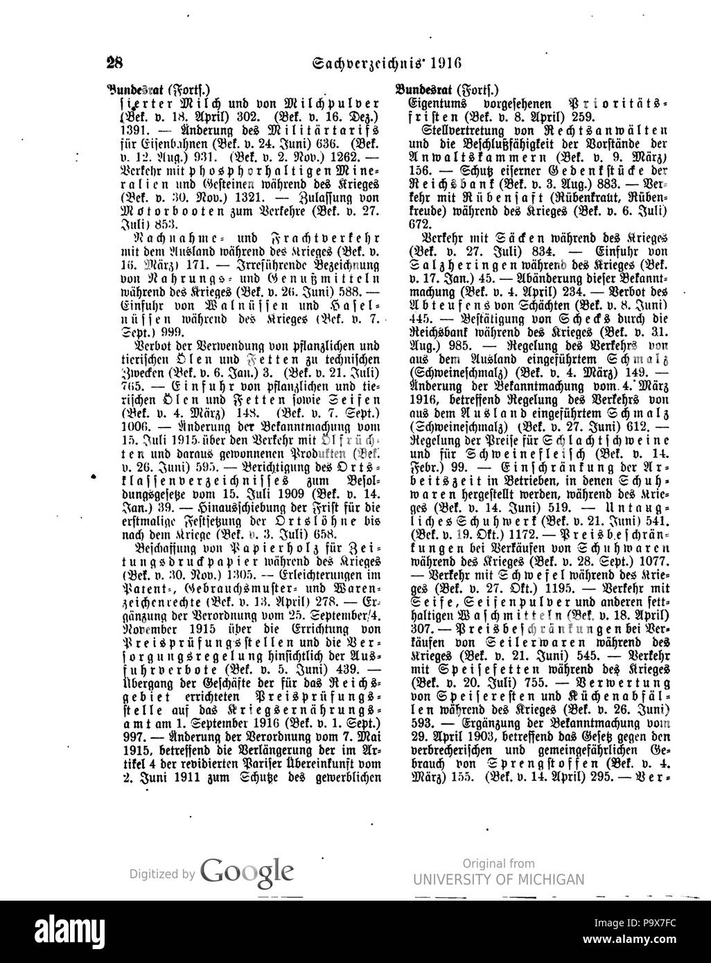470 Deutsches Reichsgesetzblatt 1916 999 0028 Foto Stock