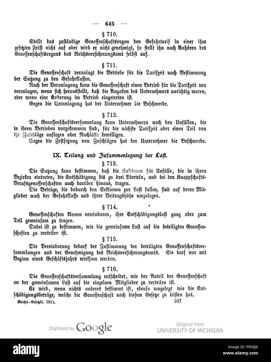 444 Deutsches Reichsgesetzblatt 1911 042 0645 Foto Stock