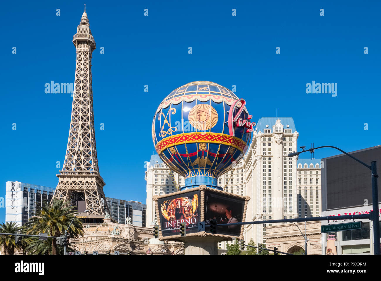 Las Vegas, casinò, gli alberghi e i punti di riferimento sulla Strip di Las Vegas, Nevada, STATI UNITI D'AMERICA Foto Stock