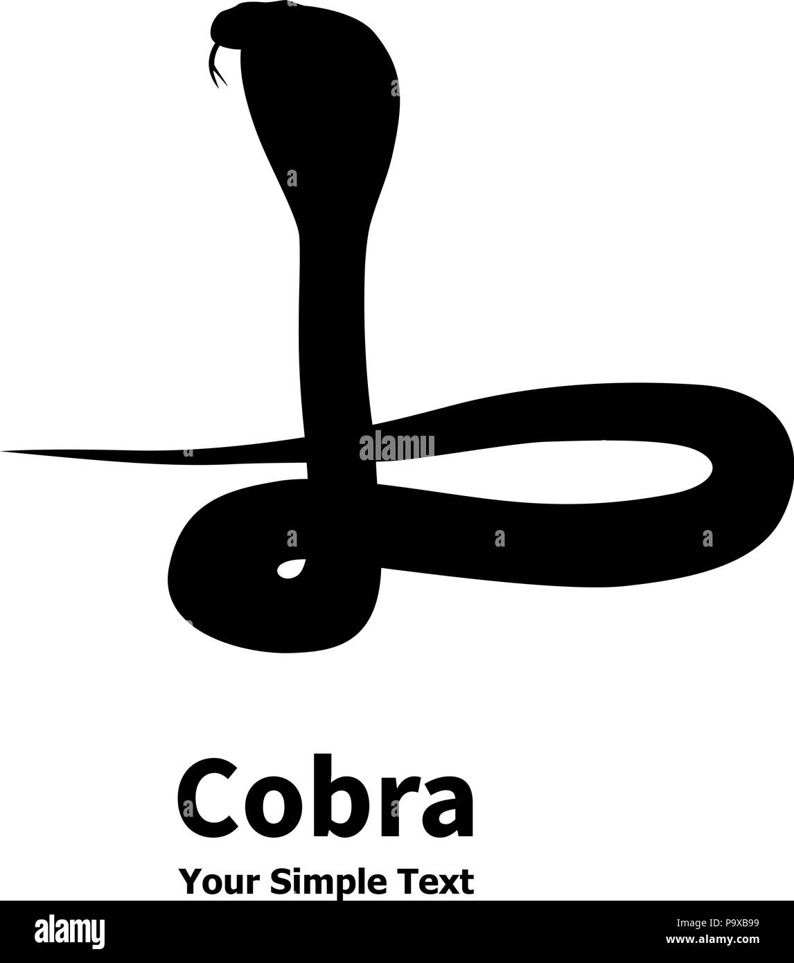 Illustrazione Vettoriale di silhouette nera di un cobra Illustrazione Vettoriale