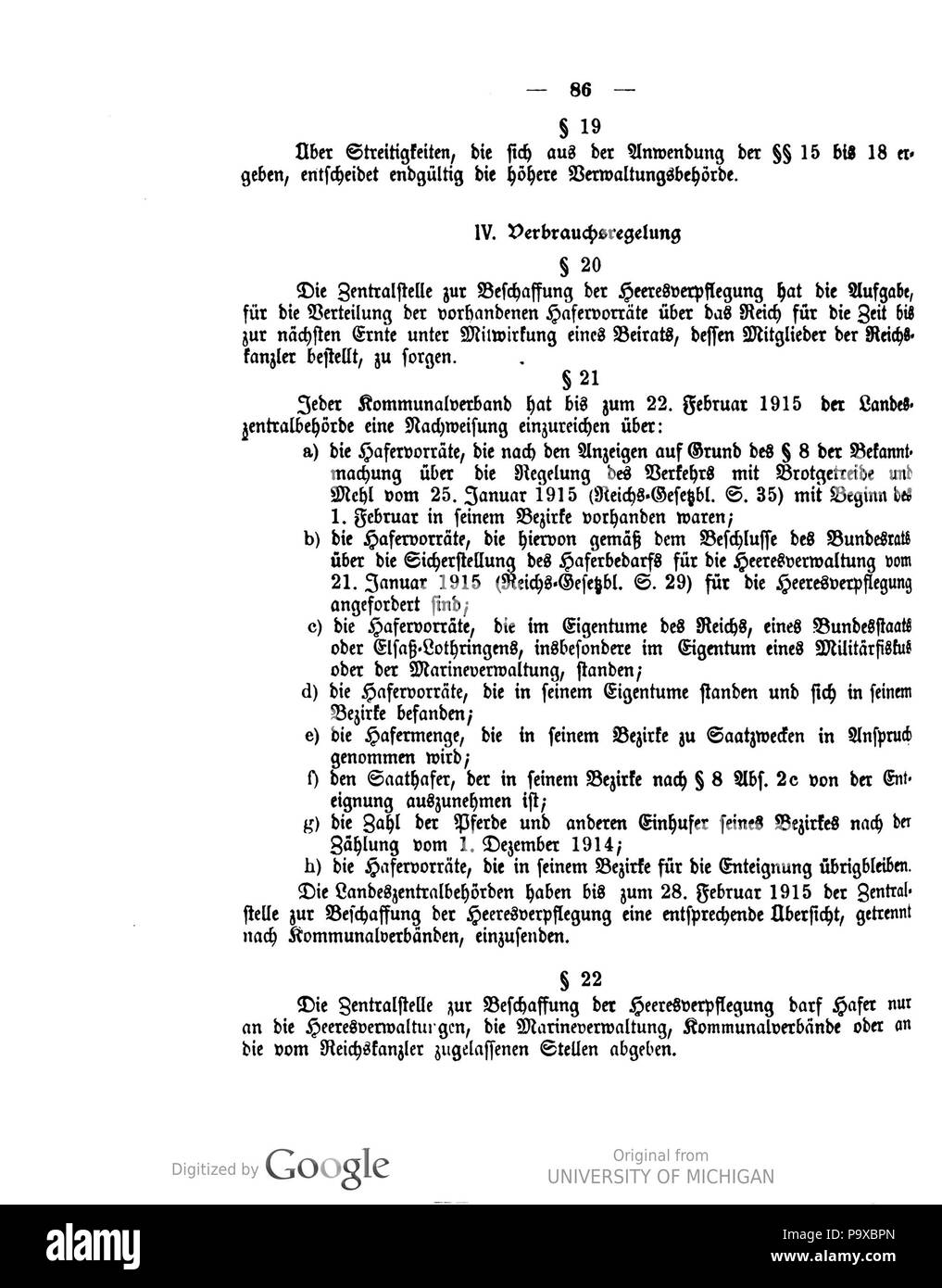 458 Deutsches Reichsgesetzblatt 1915 019 086 Foto Stock