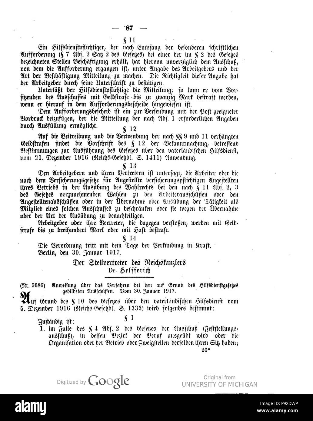 471 Deutsches Reichsgesetzblatt 1917 020 0087 Foto Stock