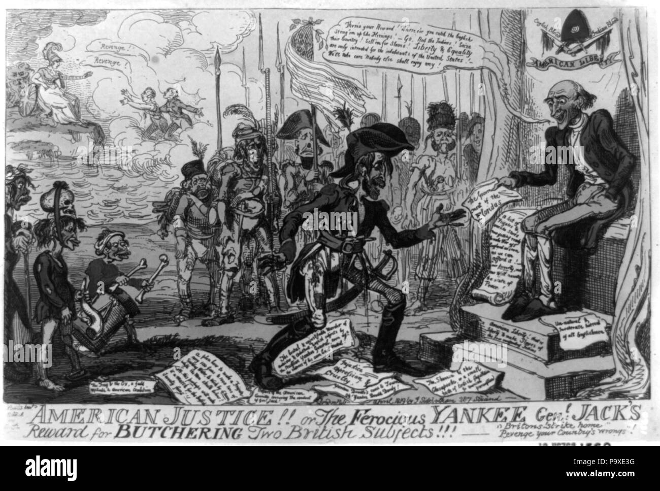 123 La giustizia americana!! O il feroce Genl Yankee Jack's ricompensa per la macellazione due sudditi britannici!!!-- LCCN2006688974 Foto Stock