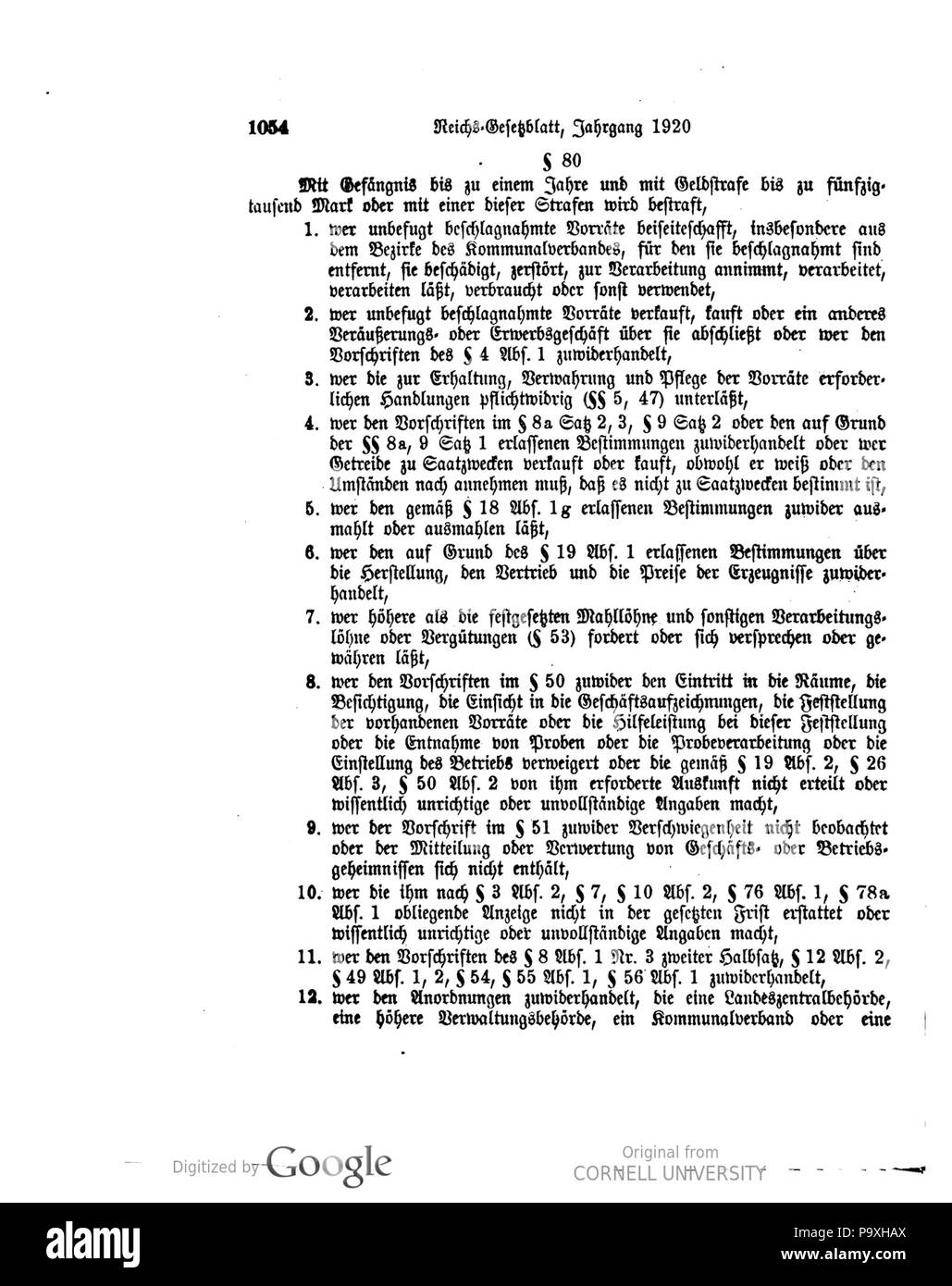 504 Deutsches Reichsgesetzblatt 1920 113 1054 Foto Stock