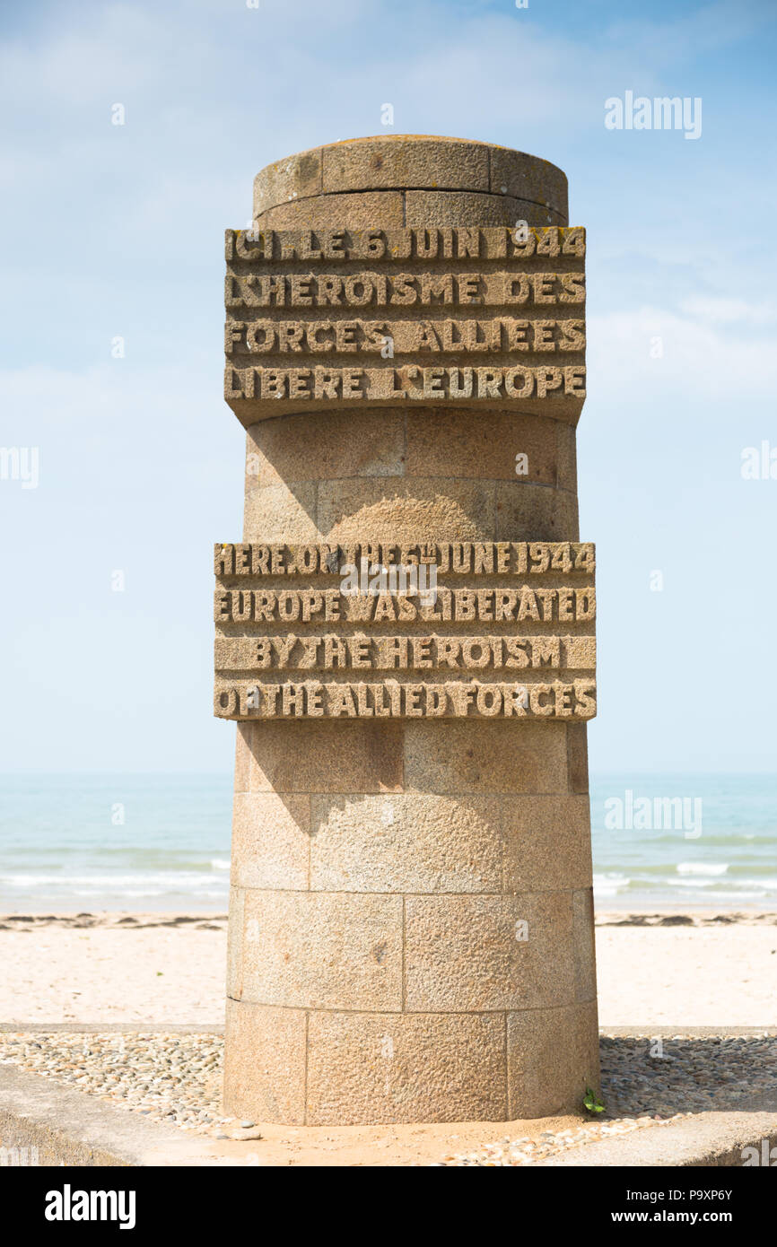 Seconda guerra mondiale due Monumento della Liberazione a WW2 Juno Beach, Courseulles-sur-Mer, Normandia, Francia Foto Stock