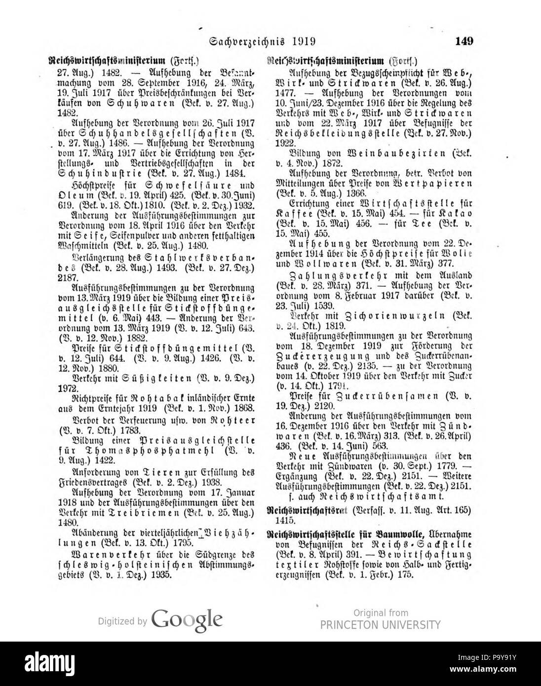 498 Deutsches Reichsgesetzblatt 1919 999 0149 Foto Stock