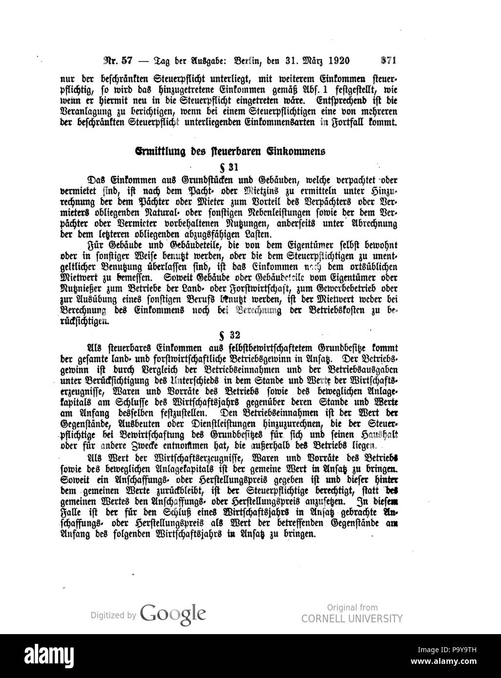 500 Deutsches Reichsgesetzblatt 1920 057 0371 Foto Stock