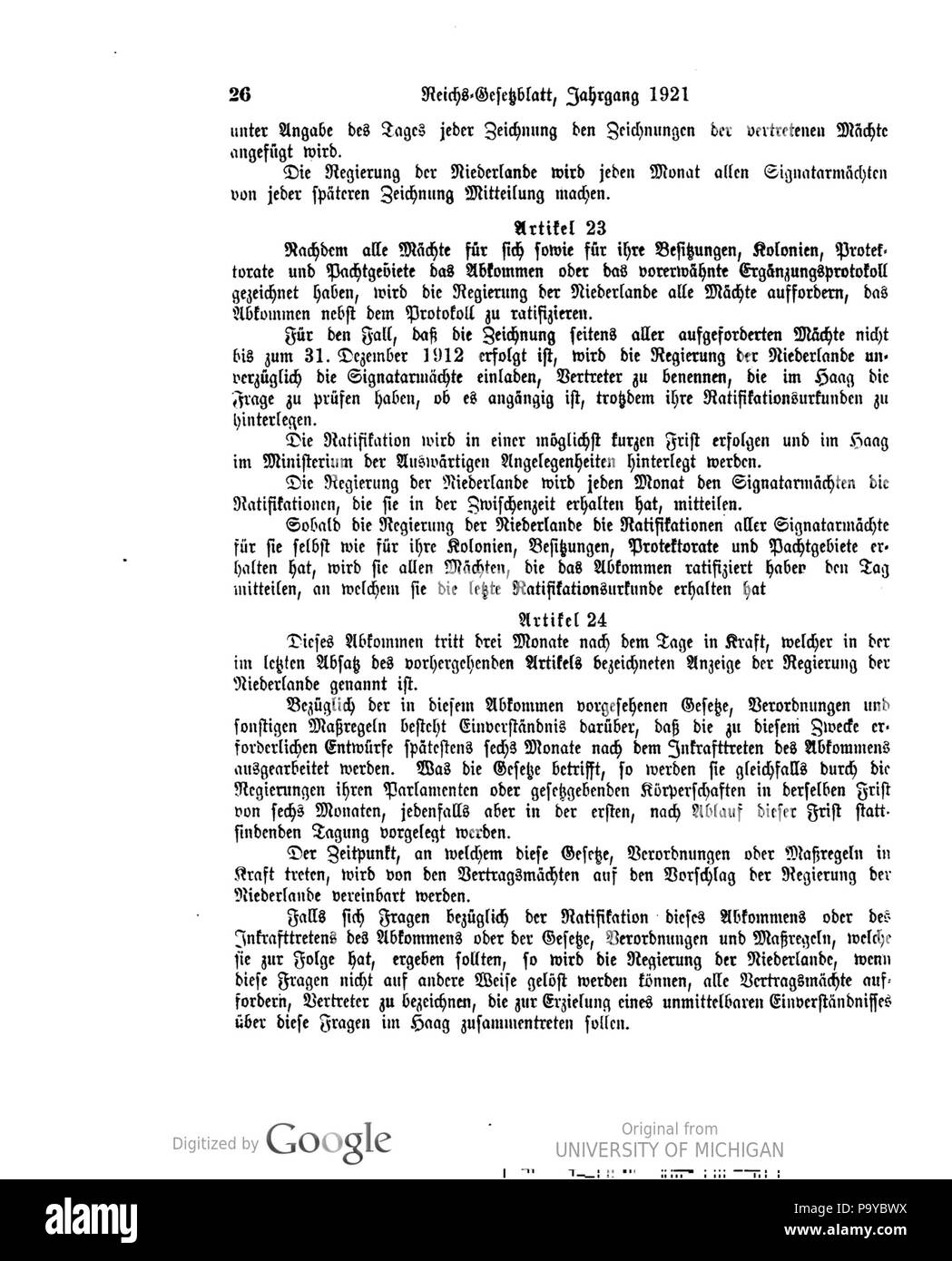 511 Deutsches Reichsgesetzblatt 1921 001 0026 Foto Stock