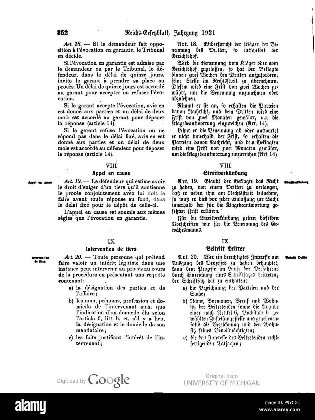 513 Deutsches Reichsgesetzblatt 1921 036 0352 Foto Stock