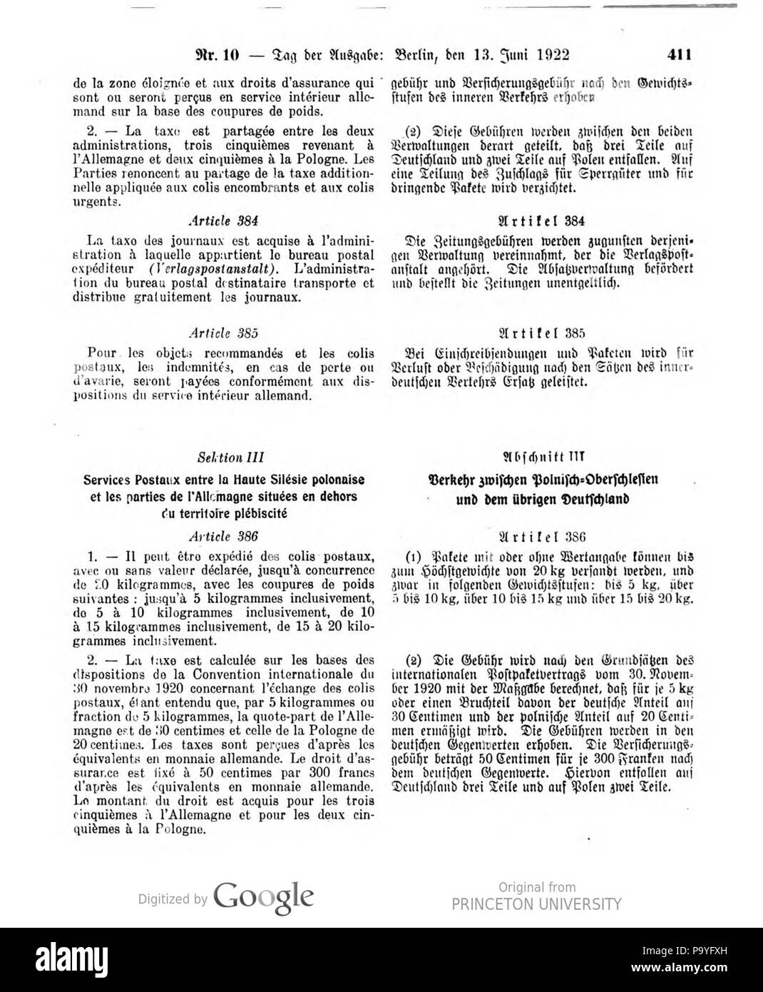 527 Deutsches Reichsgesetzblatt 22T2 010 0411 Foto Stock
