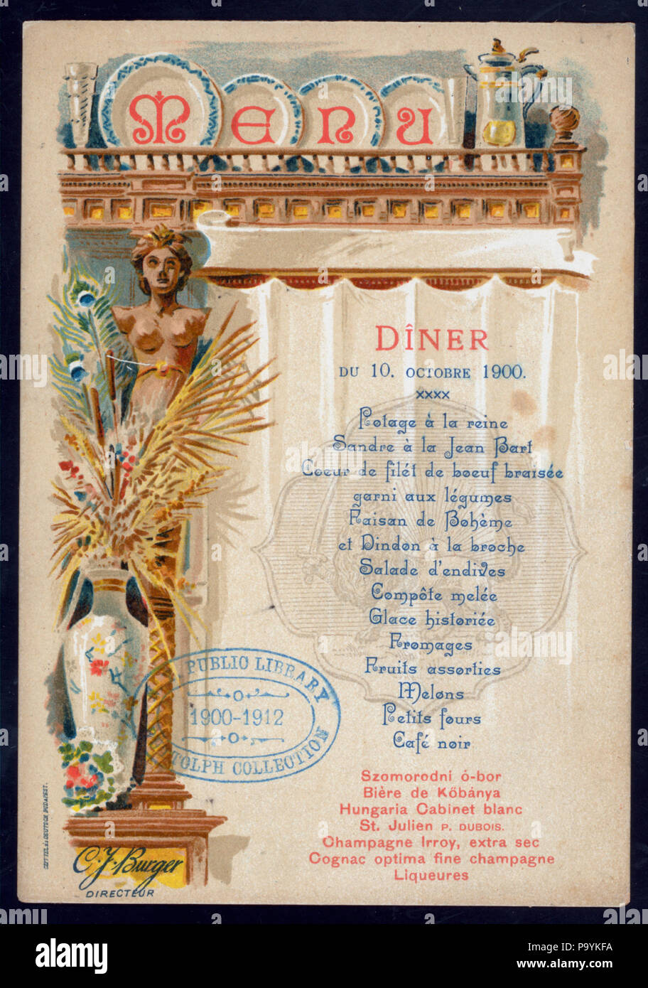540 LA CENA (detenute da) GRAND HOTEL (a) "BUDAPEST, UNGHERIA" (HOTEL;) (NYPL ADE-274850-475949) Foto Stock