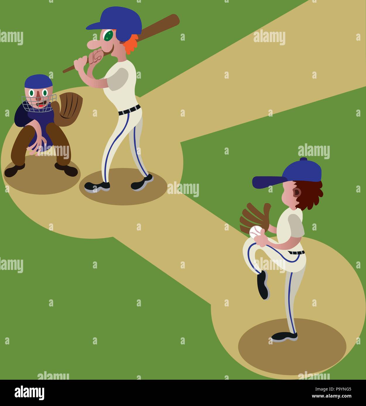 Un giocatore di baseball pronto al passo Illustrazione Vettoriale