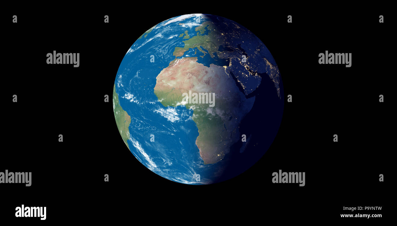 Pianeta Terra bleu sfera di acqua dallo spazio Foto Stock