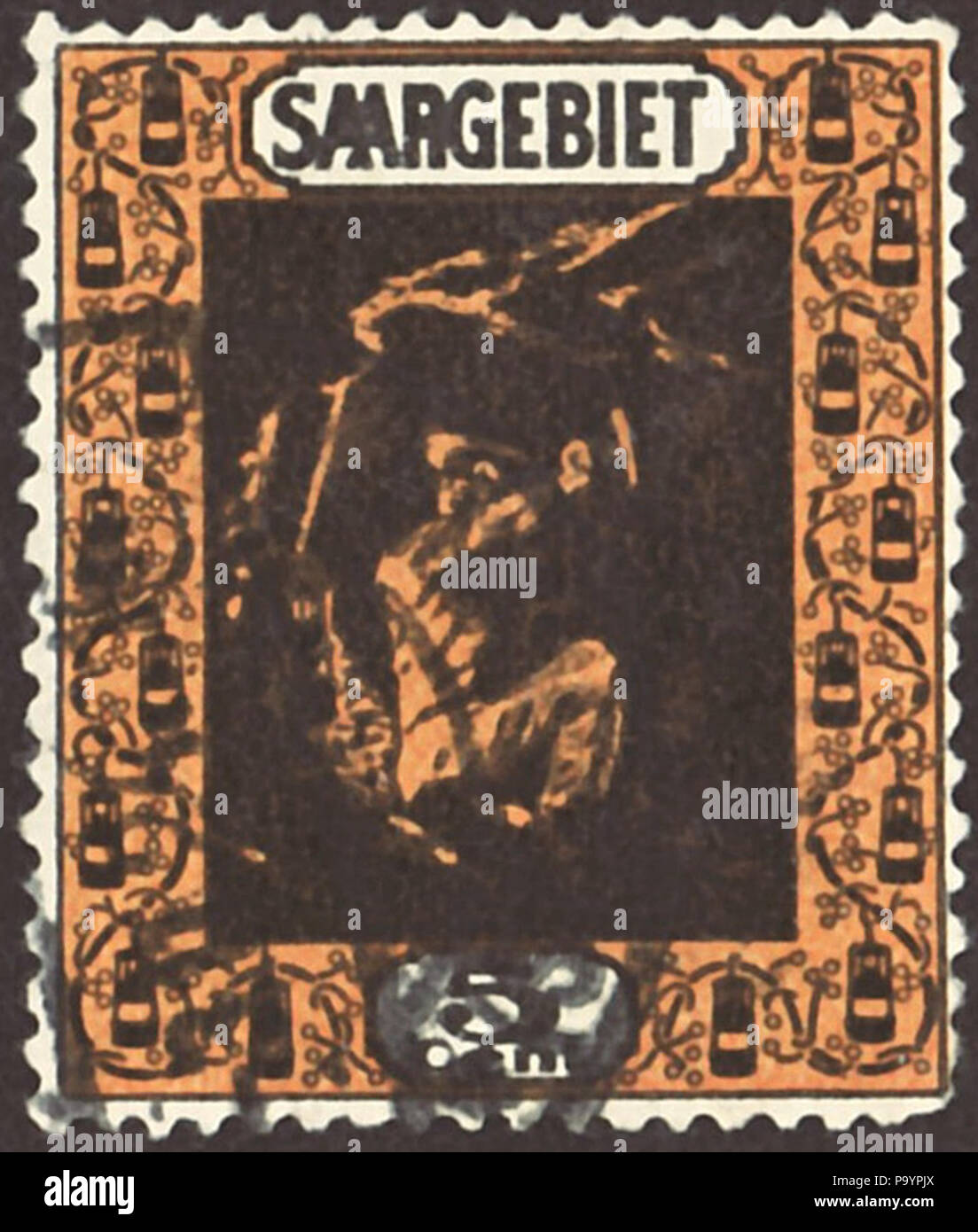 593 DRSaar 1922 MiNr084 pm B002a Foto Stock