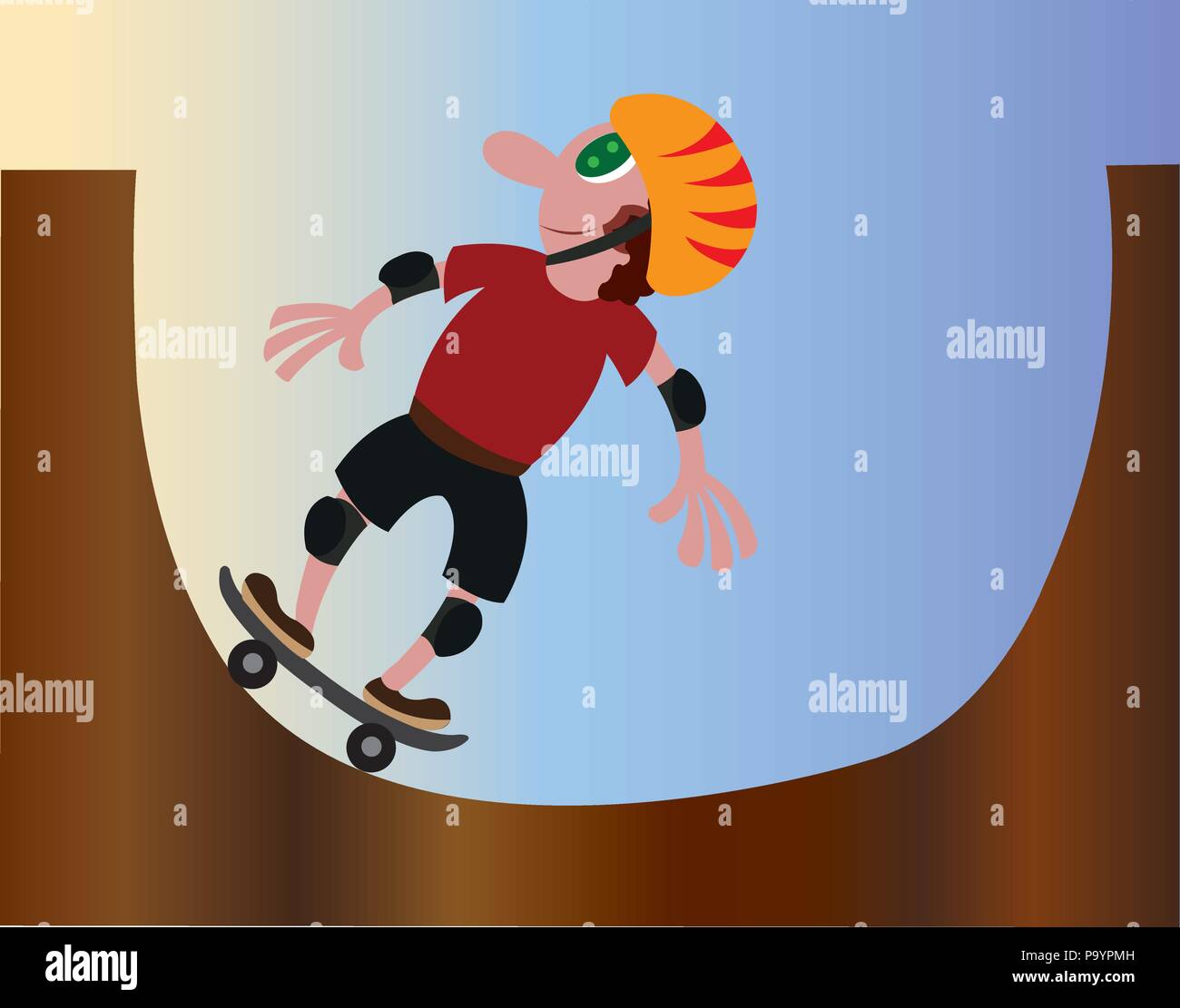 Un giovane di pattinaggio a skate park Illustrazione Vettoriale