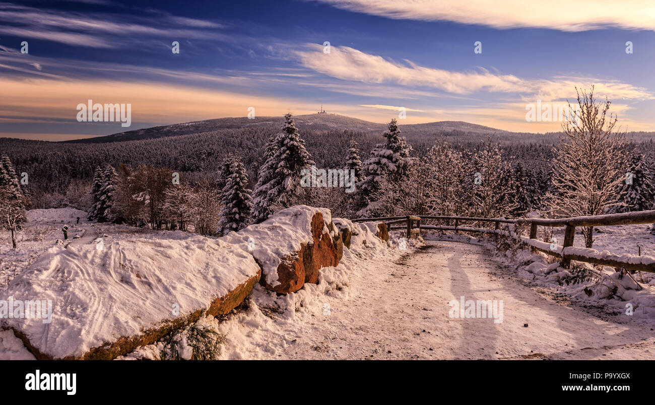 Brockenblick von Torfhaus Foto Stock