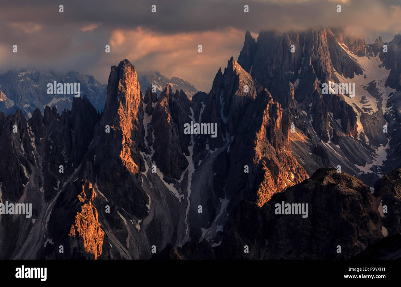 Dai Cadini di Misurina al golden ora Foto Stock