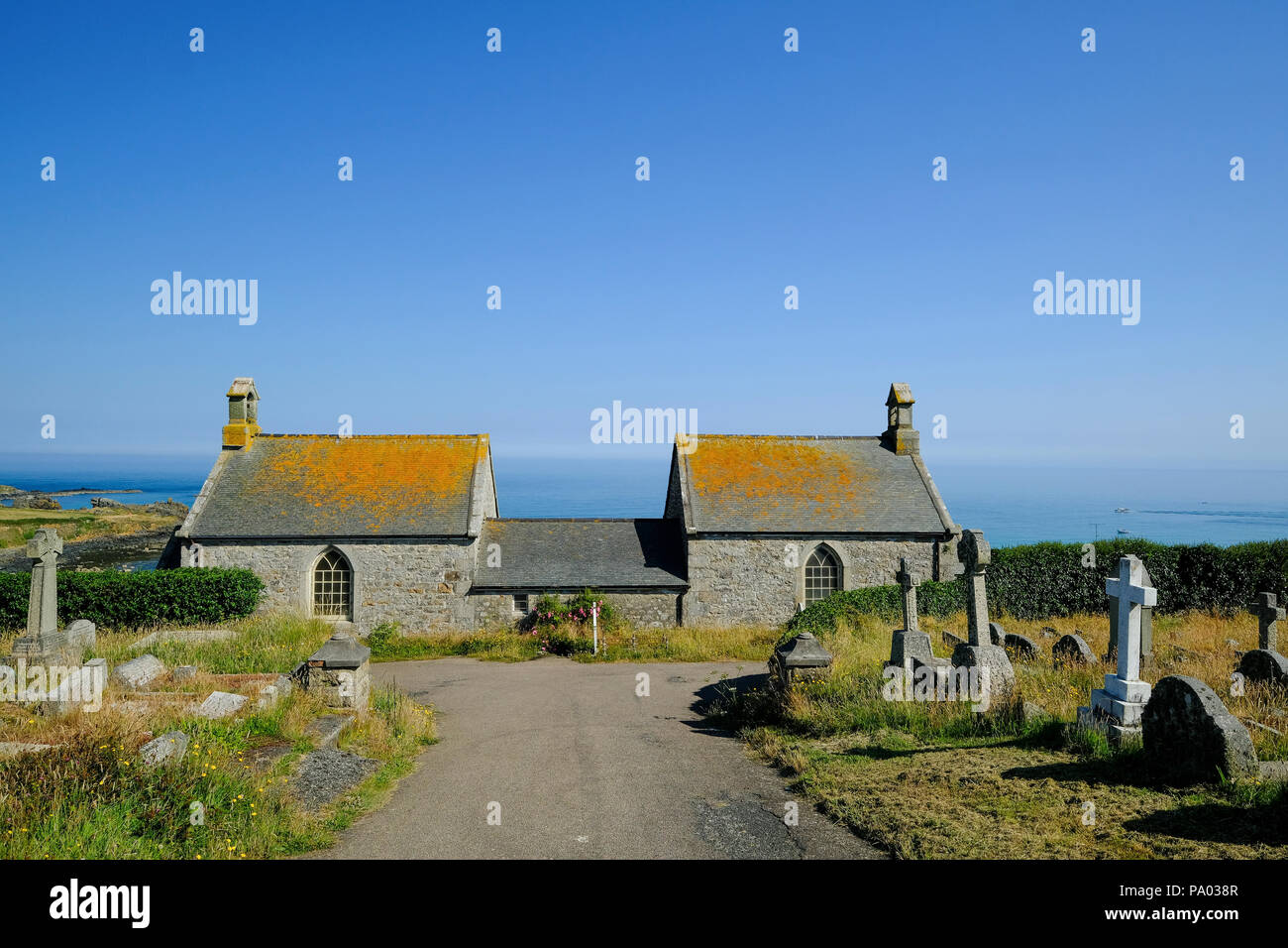 Barnoon cimitero in St Ives, Cornwall Porthmeor si affaccia sulla spiaggia e il SOUTH WEST COAST PATH. Foto Stock