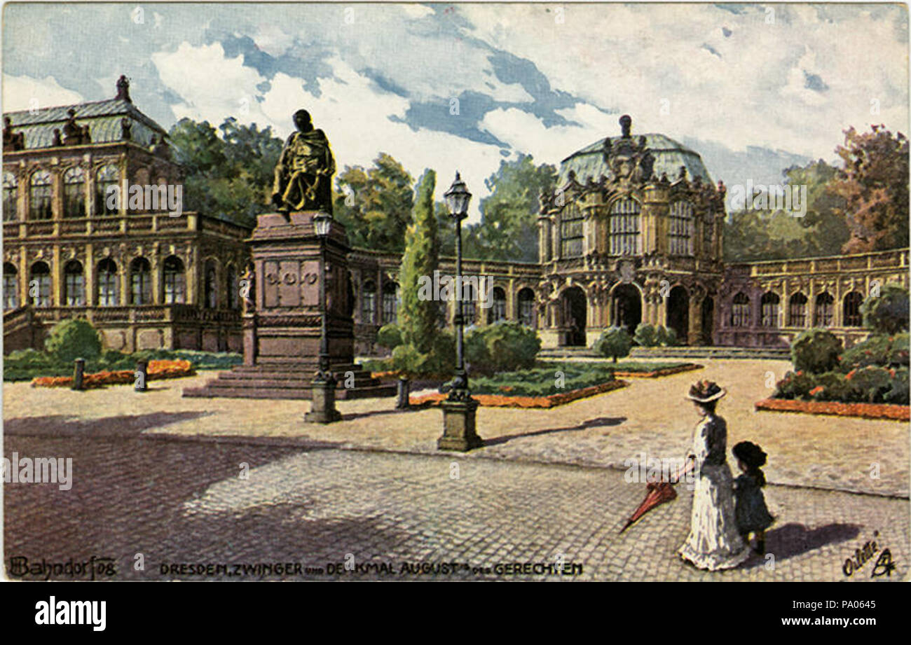 592 Dresda, Zwinger und Denkmal Agosto des Gerechten. 654 (BNI 420103) Foto Stock