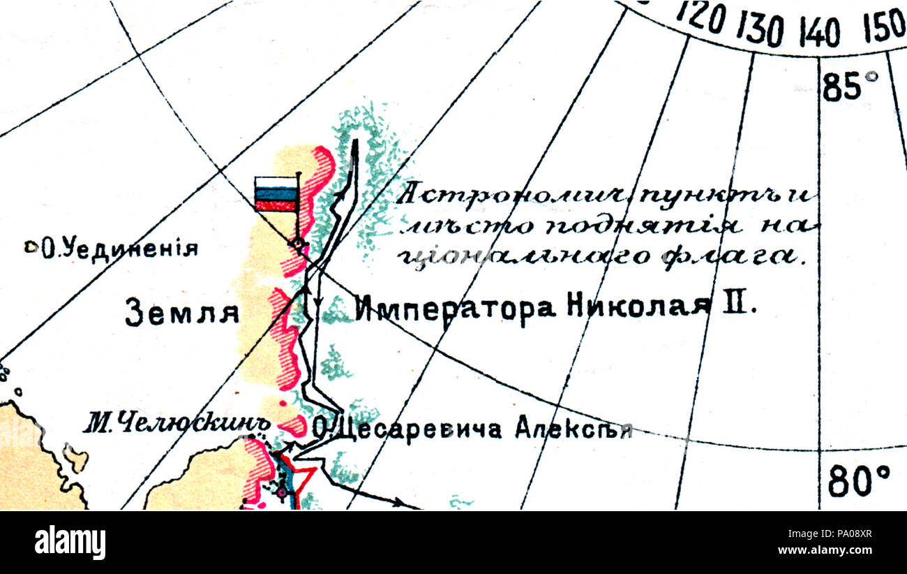 619 imperatore Nicola II Terra 1913-map-arctic Foto Stock